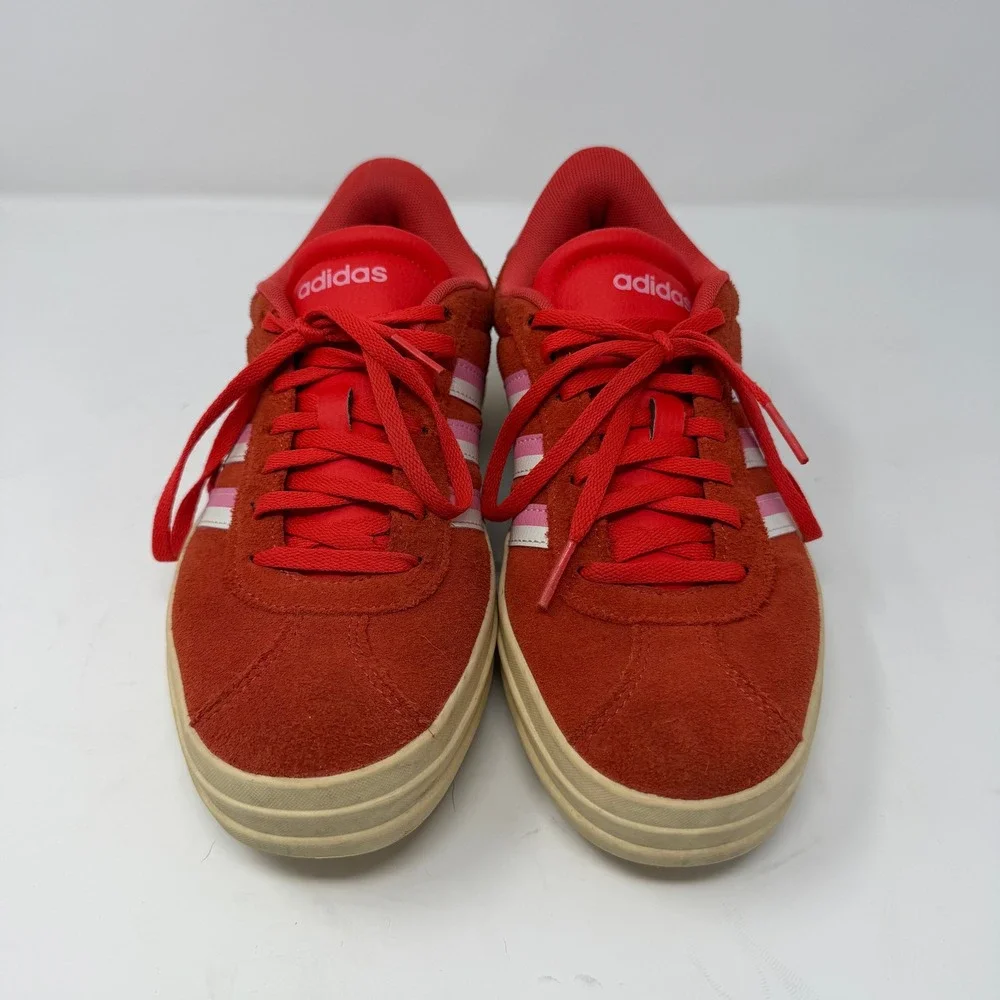 Adidas VL Court Bold Platform Sneaker Red Pink Suede Low Top Women Size 7